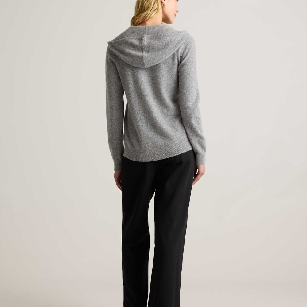 NWT Quince Mongolian Cashmere Full-Zip Hoodie Sweater Heather Grey - Picture 2 of 5